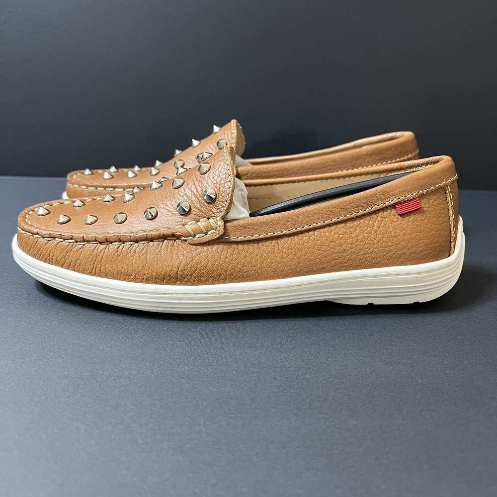 Marc‎ Joseph "Louisville" Leather Slip On Loafer Spiked Tan Kids 3.5 New